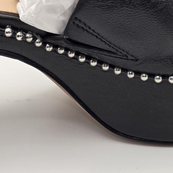 Gianni Bini Roemer Black Leather Ball Chain Platform Mule Sandal Size 8 - Picture 8 of 12